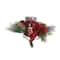 18" Pine Sprigs & Glittered Berries Christmas Hurricane Candle Holder